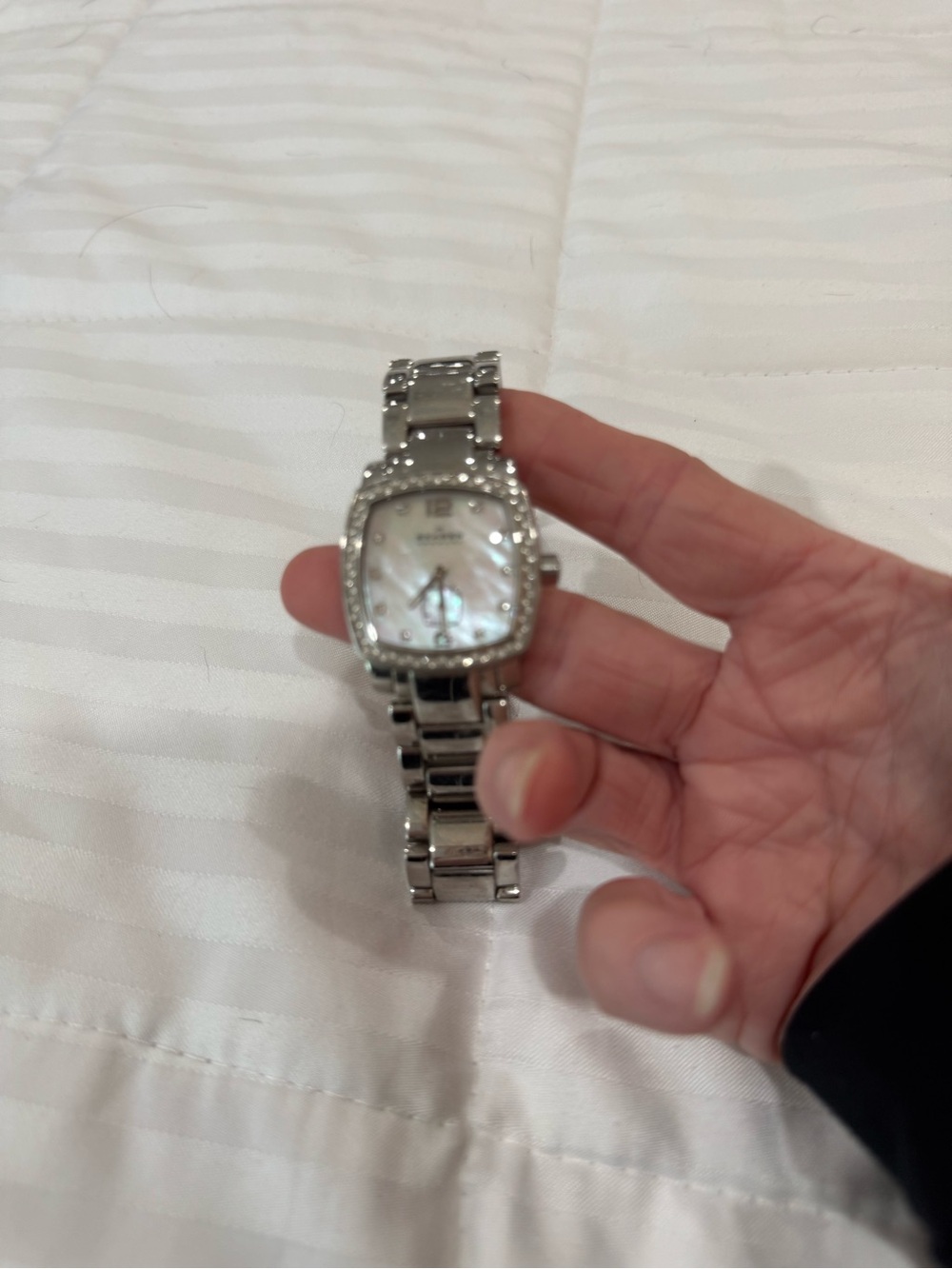 Skagen Silver Stainless Steel Watch with Crystal Bezel